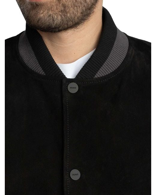 HUGO Black Ledam Suede Bomber Jacket for men