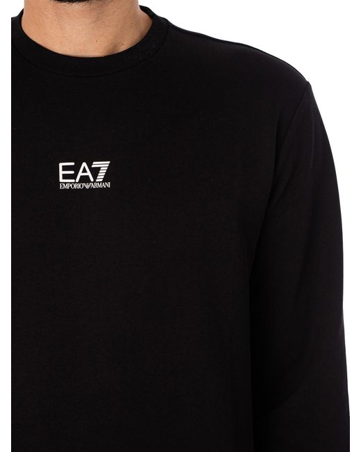 EA7 Black Centre Logo Sweatshirt for men
