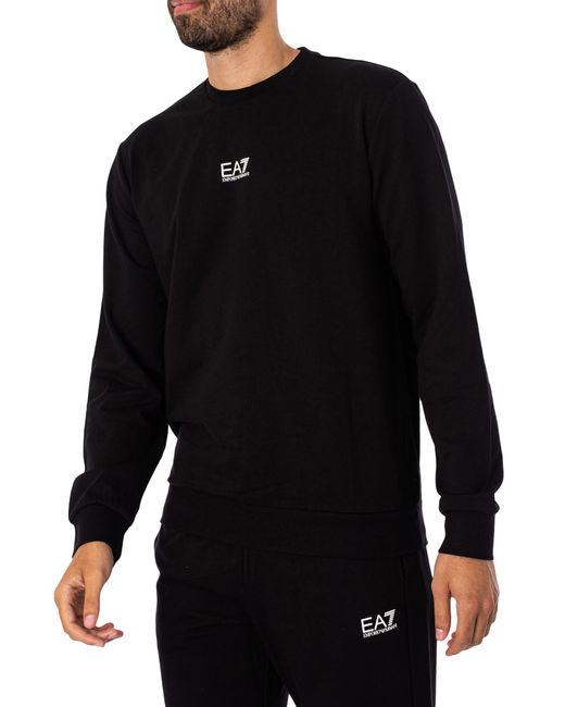EA7 Black Centre Logo Sweatshirt for men