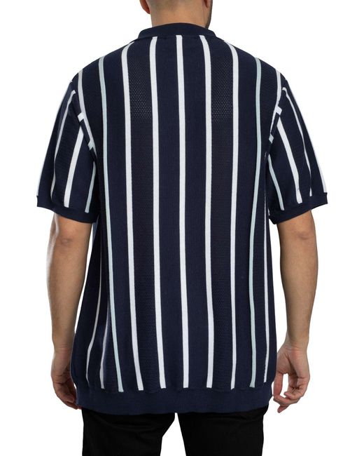 Fila Blue Giorgio Patchwork Knitted Polo Shirt for men