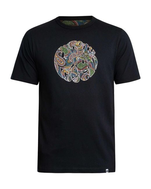 Pretty Green Black House Paisley Logo T-shirt for men