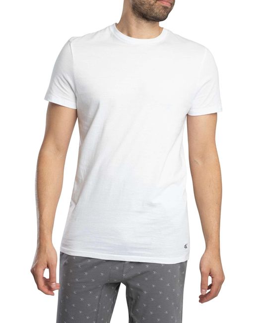 Calvin Klein White 3 Pack Lounge Classic Crew T-shirts for men