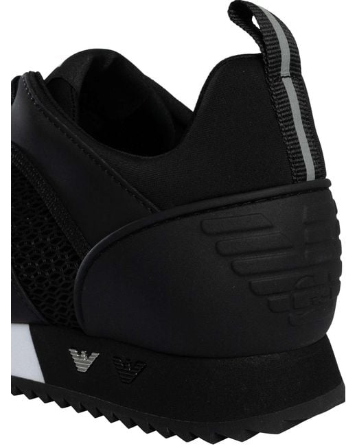 EA7 Black Athletic Logo Mesh Trainers for men