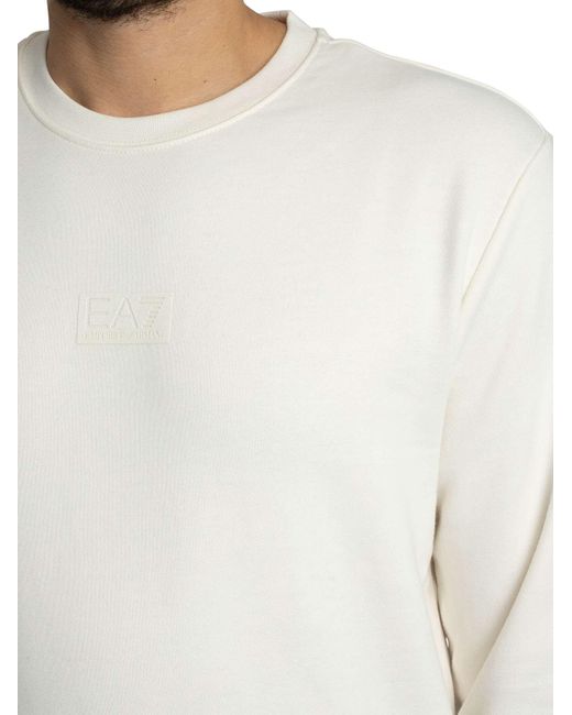 EA7 White Back Box Logo Sweatshirt for men