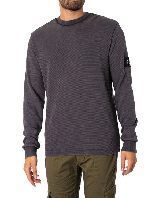 Calvin Klein Gray Washed Badge Waffle Longsleeved T-shirt for men