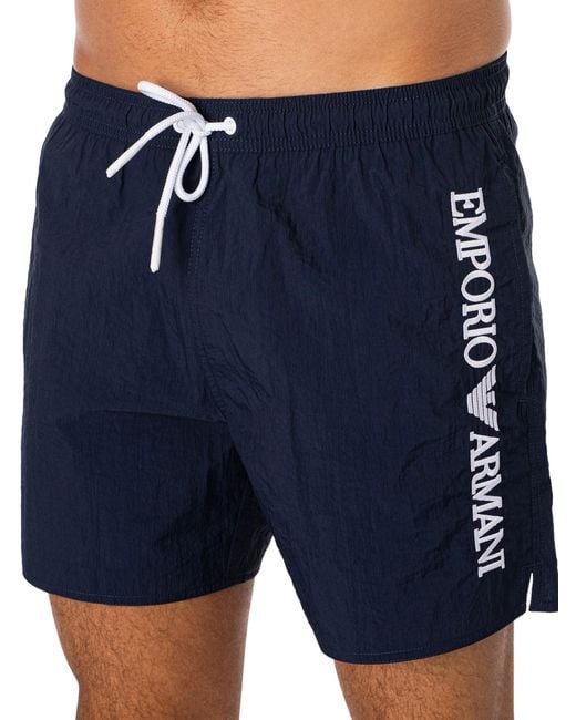 Emporio Armani Blue Side Brand Swim Shorts for men