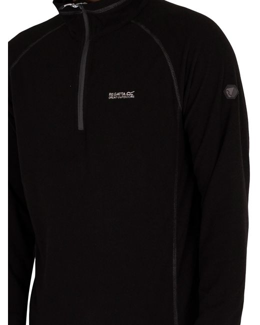 Regatta Black Montes Lightweight Half Zip Mini Stripe Sweatshirt for men