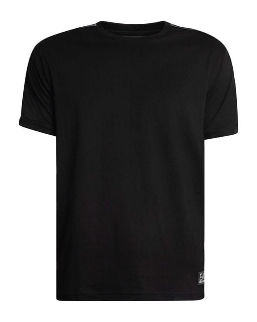 EA7 Black Shoulder Stripe T-shirt for men