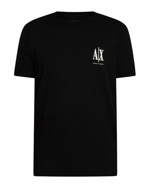 ARMANI EXCHANGE Black Chest Logo T-shirt for men