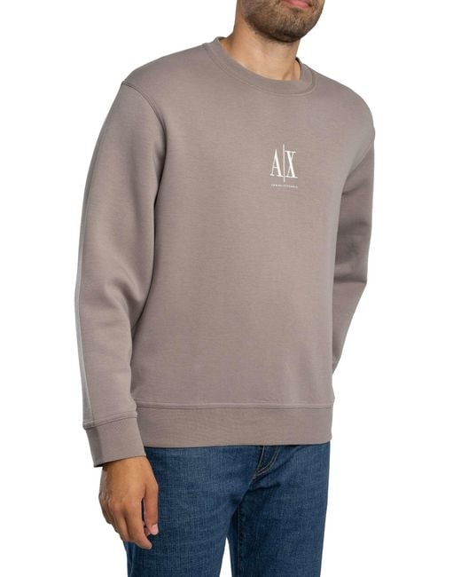 ARMANI EXCHANGE Gray Embroidered Centre Logo Sweatshirt for men