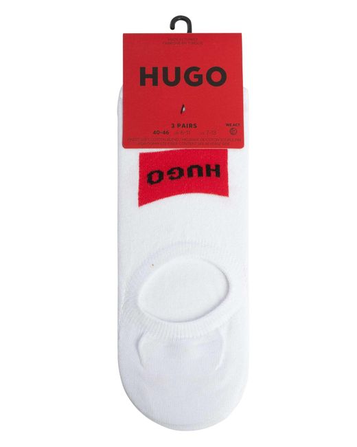 HUGO White 3 Pack Label Low Cut Socks for men