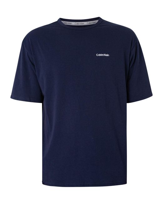 Calvin Klein Blue Lounge Chest Logo T-shirt for men