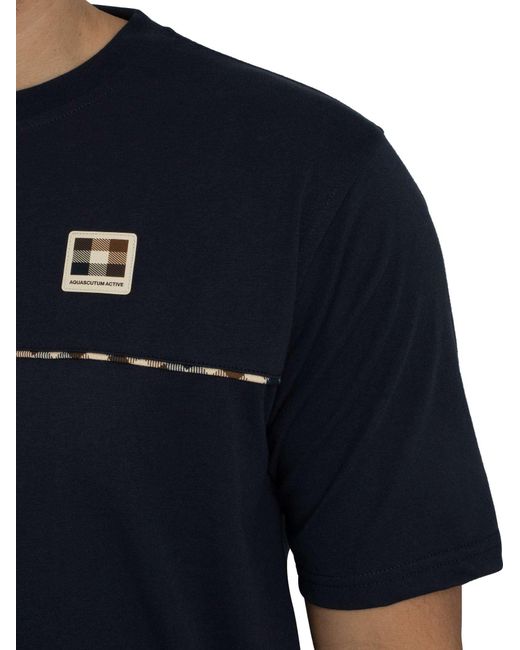 Aquascutum Blue Club Check Piping T-shirt for men
