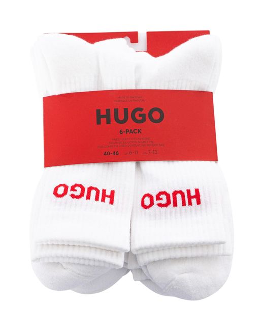 HUGO White 6 Pack Soft Cotton Socks for men