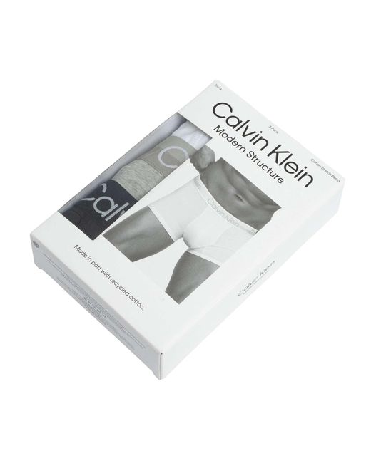 Calvin Klein White 3 Pack Modern Structure Trunks for men