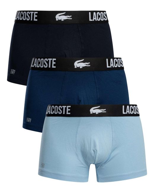 Lacoste Blue 3 Pack Cotton Stretch Trunks for men