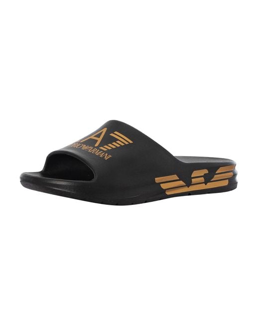 EA7 Black Branded Sliders for men