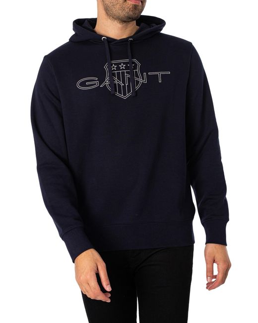 Gant Blue Graphic Logo Pullover Hoodie for men