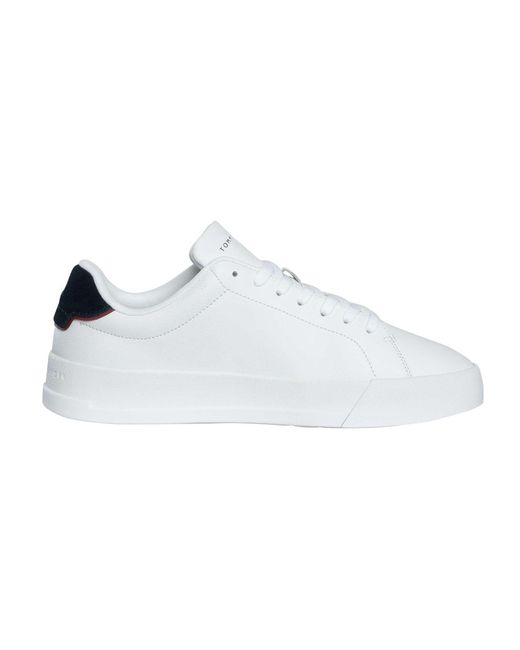 Tommy Hilfiger White Court Leather Detail Essential Trainers for men