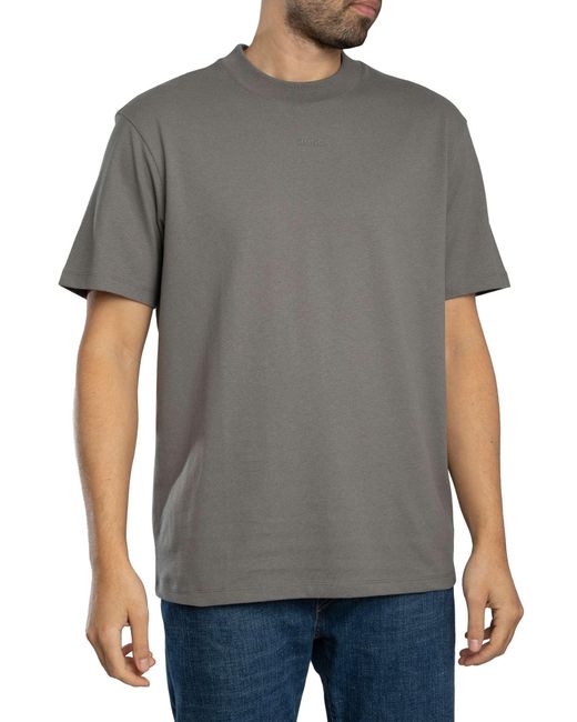 HUGO Gray Dapolino Logo T-shirt for men