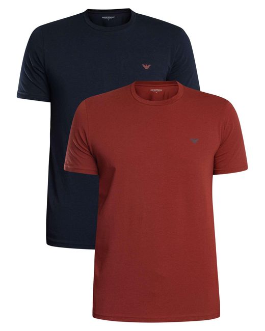 Emporio Armani Red 2 Pack Lounge Crew T-shirts for men
