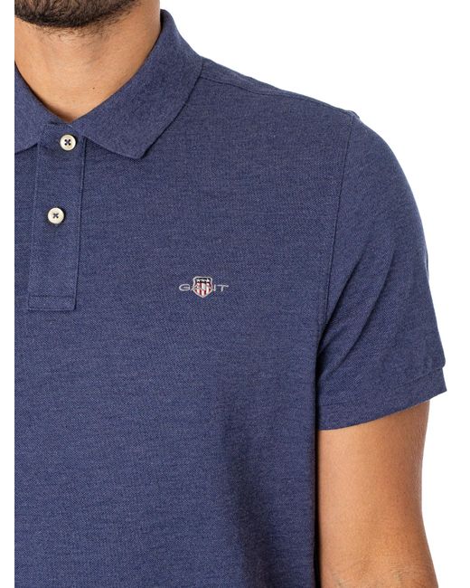 Gant Blue Regular Shield Pique Polo Shirt for men