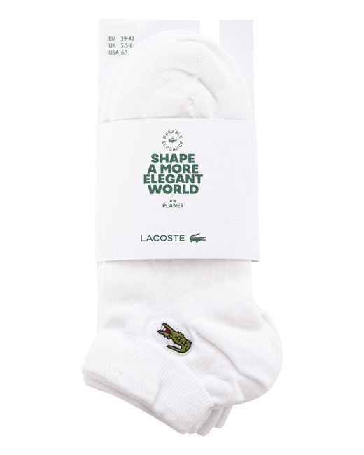 Lacoste White 3 Pack Low Socks for men