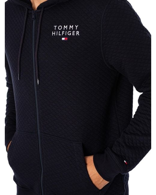 Tommy Hilfiger Black Lounge Quilted Zip Hoodie for men