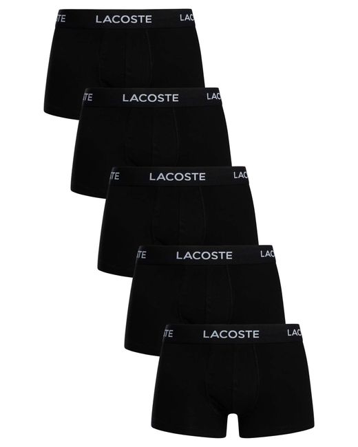 Lacoste Black 5 Pack Cotton Stretch Trunks for men