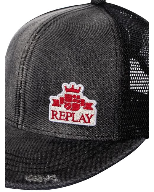 Replay Black Logo Mesh Cap for men