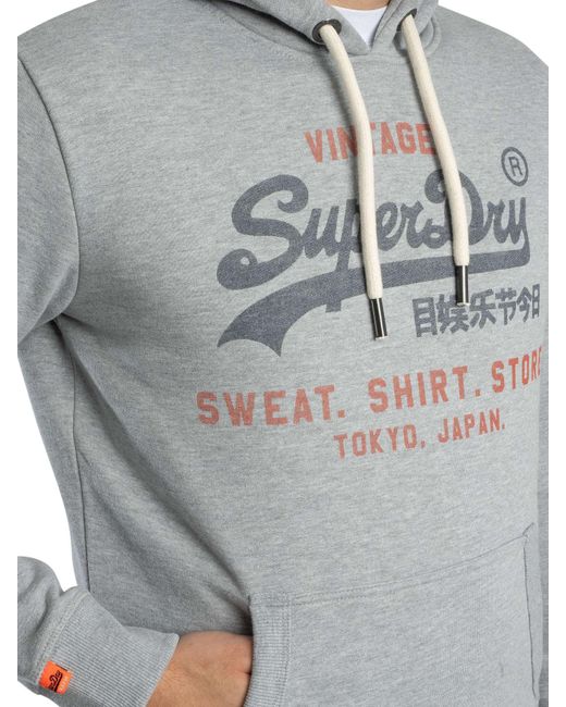 Superdry Gray Vintage Logo Heritage Relaxed Pullover Hoodie for men