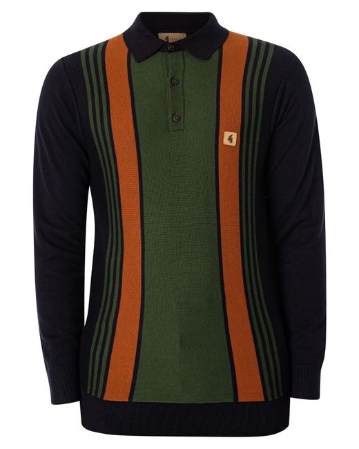 Gabicci Black Searle Longsleeved Polo Shirt for men