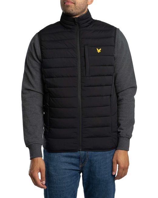 Lyle & Scott Black Stretch Lightweight Quilited Gilet for men