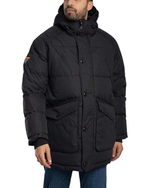 Superdry Black Expedition Puffer Parka Jacket for men