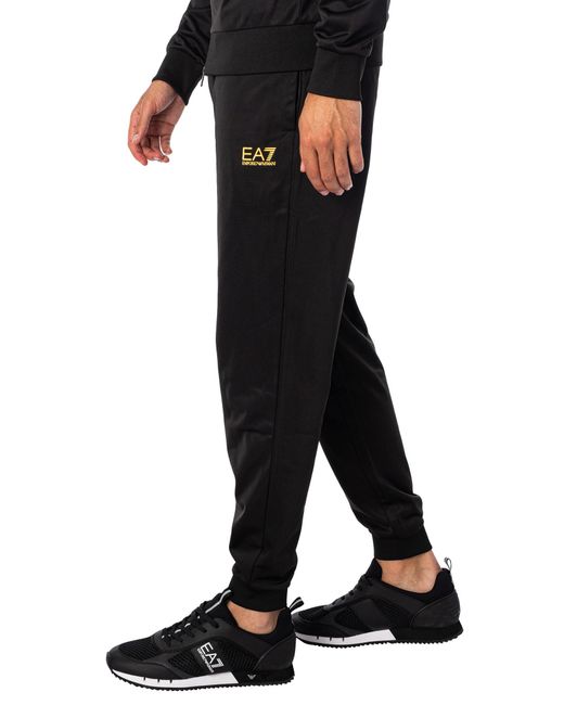 EA7 Black Logo Zip Tracksuit for men