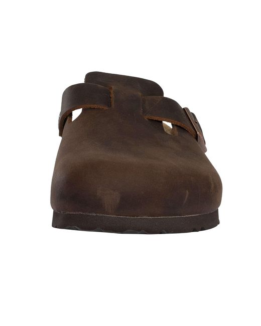 Birkenstock Brown Boston Leather Clogs for men