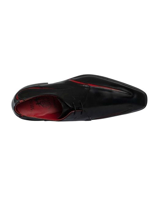 Jeffery West Black Derby Leather Shoes for men