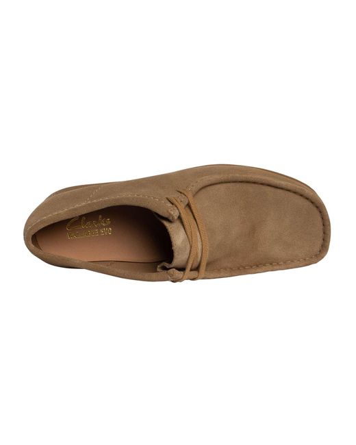 Clarks Brown Wallabee Evo Suede Shoes for men