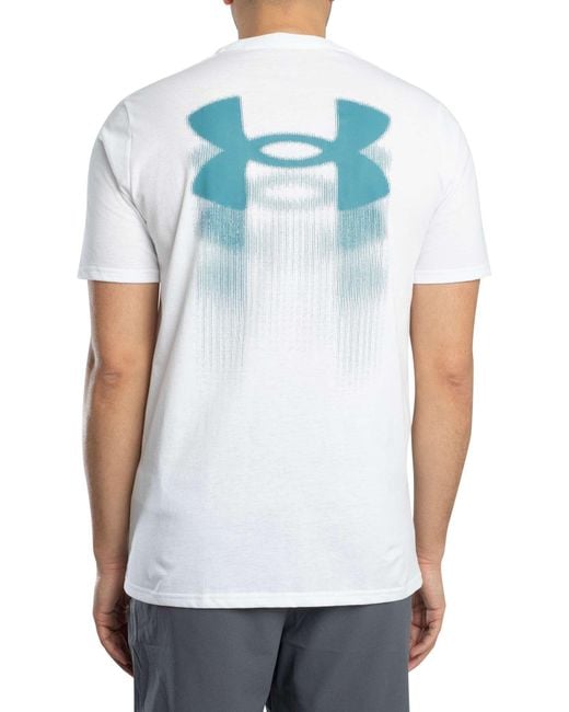 Under Armour White Blur Logo Back Graphic Loose T-shirt for men