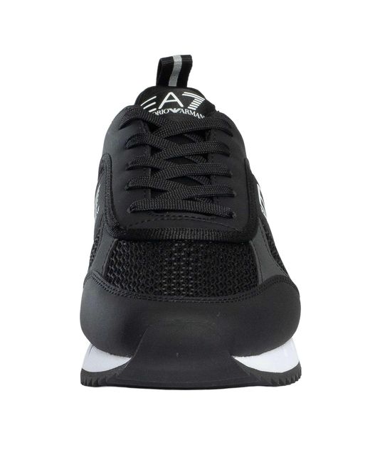 EA7 Black Athletic Logo Mesh Trainers for men
