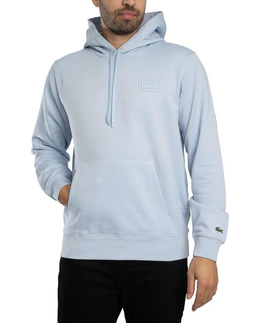 Lacoste Blue Embossed Branding Pullover Hoodie for men
