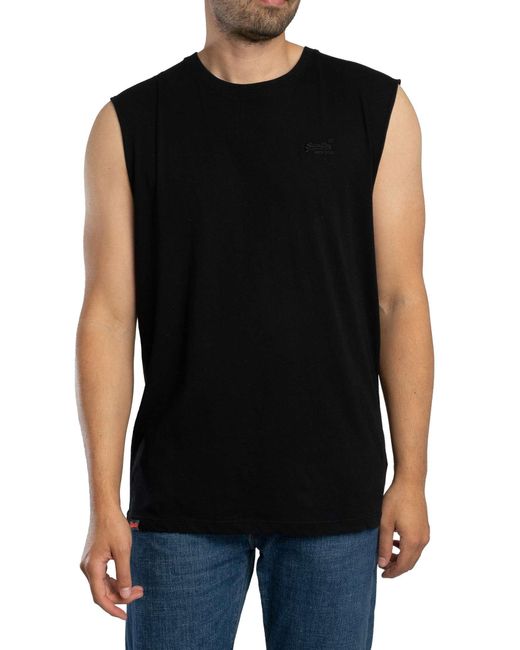 Superdry Black Essential Logo Tank Top for men