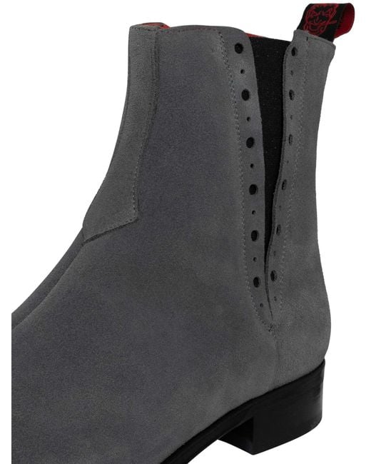 Jeffery West Gray Suede Chelsea Boots for men