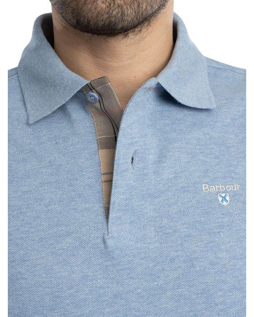 Barbour Blue Tartan Pique Polo Shirt for men