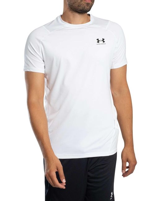 Under Armour White Heatgear Fitted Short Sleeve T-shirt for men
