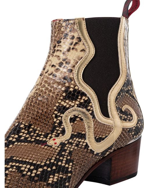 Jeffery West Brown Print Snake Chelsea Boots for men