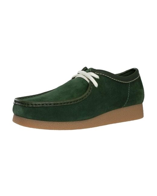 Clarks Green Wallabee Evo Suede Shoes for men