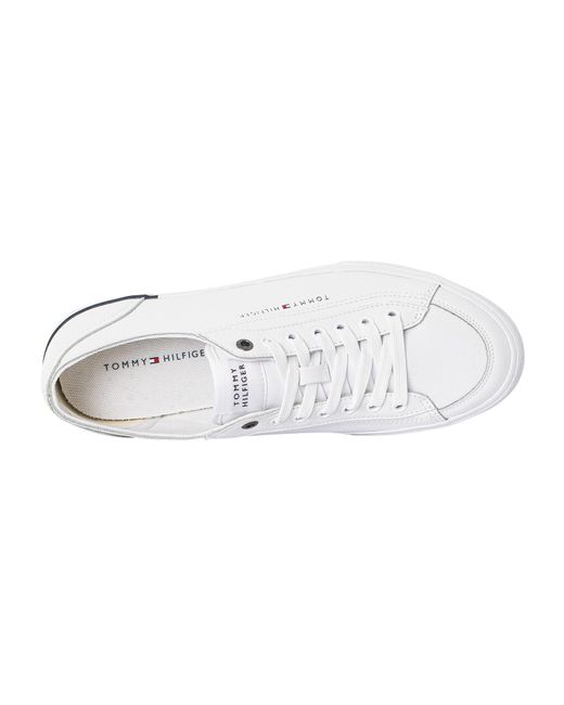 Tommy Hilfiger White Corporate Vulc Leather Trainers for men