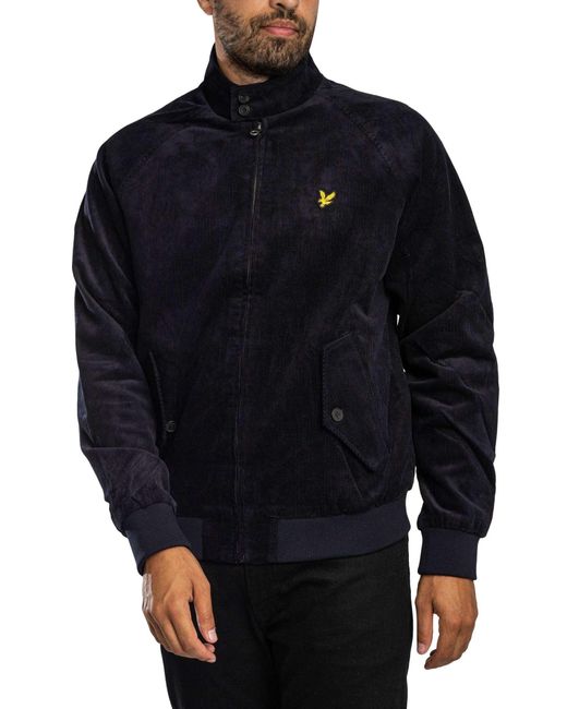 Lyle & Scott Blue Corduroy Harrington Jacket for men
