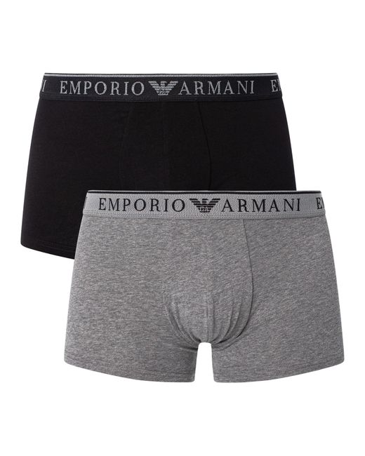 Emporio Armani Black 2 Pack Endurance Trunks for men